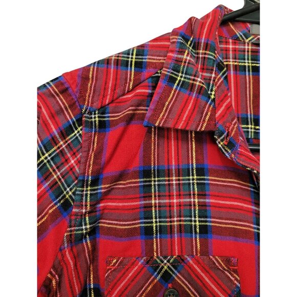 Eddie Bauer Womens Red Plaid Button-Down Shirt Classic Fit Small Cotton Metallic - Picture 3 of 5
